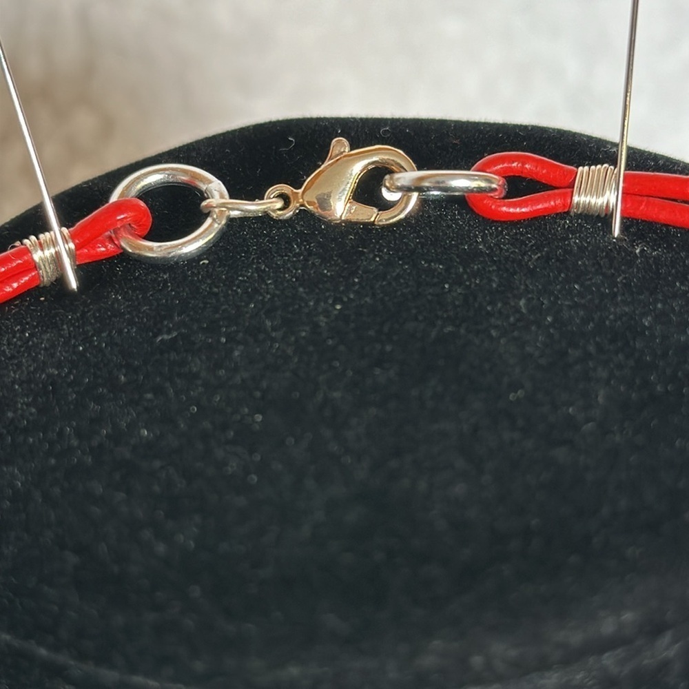 TURQUOISE CORAL Genuine Vinyl Cord & Silver Tone Chain Boho - Picture 9 of 13